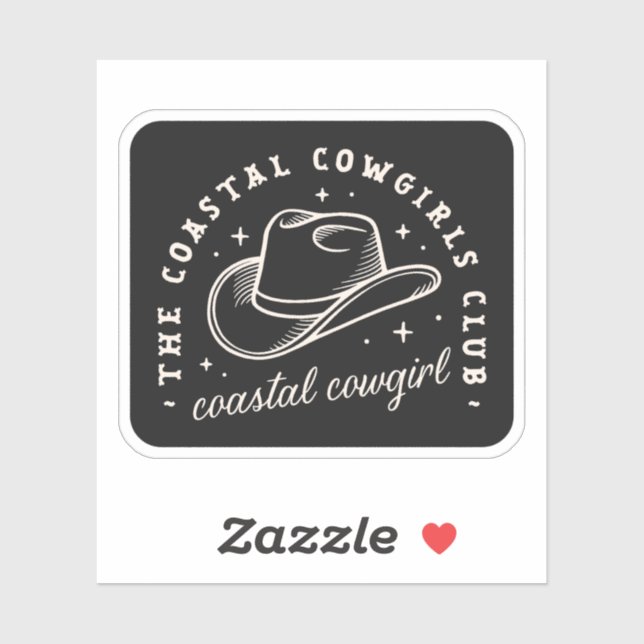 Coastal Disco Cowgirl Dunkelschwarz Western ästhet Aufkleber (Blatt)