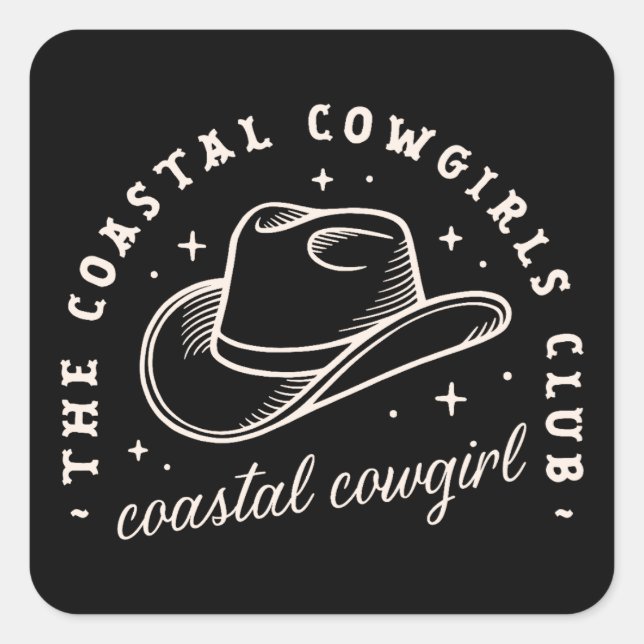 Coastal Disco Cowgirls Schwarze Ästhetik passend Quadratischer Aufkleber (Vorderseite)