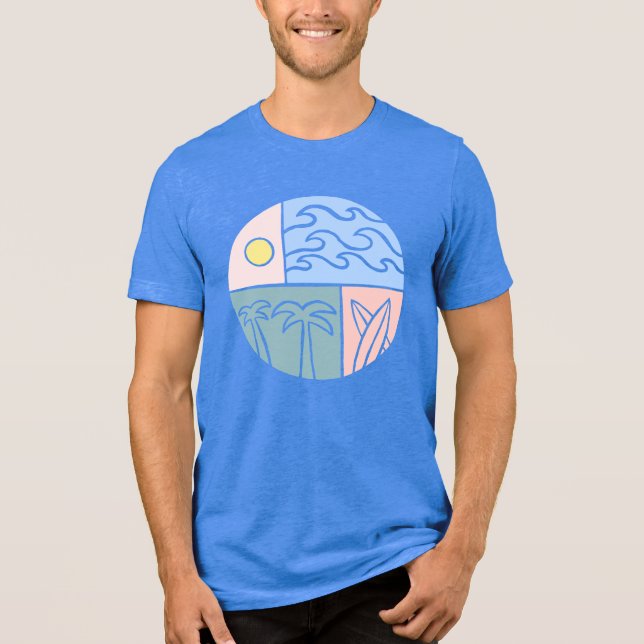 Coastal Dreamscape Graphic T-Shirt - Sun, Surf & P Tri-Blend Shirt (Vorderseite)