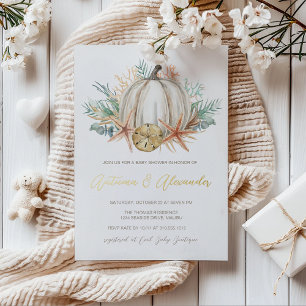 Coastal Fall Pumpkin & Muscheln Kinderdusche Folieneinladung