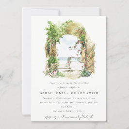 Coastal Floral Arch Beach Seascape Paare Dusche Einladung