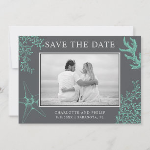 Coastal-Foto Hochzeit Speichern Sie die Datumskart Save The Date