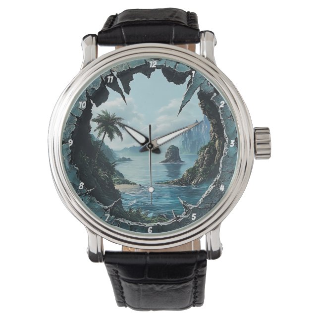Coastal Gaze" - Nautical Window Armbanduhr (Vorderseite)