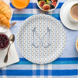 Coastal Grandmillenial Craps Monogram Pappteller