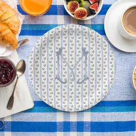 Coastal Grandmillenial Craps Monogram Pappteller