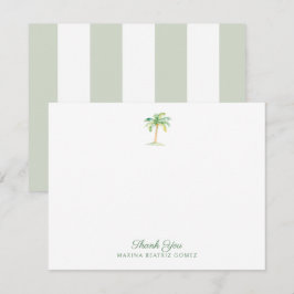 Coastal Green Cabana Streifen Palm Tree Vielen Dan Mitteilungskarte
