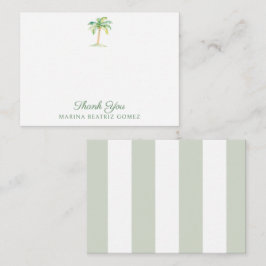 Coastal Green Cabana Streifen Palm Tree Vielen Dan Mitteilungskarte
