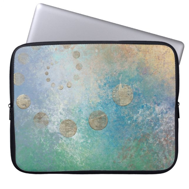 Coastal Grunge | Gold in blau und grün Laptopschutzhülle (Vorderseite)