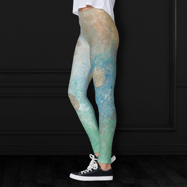 Coastal Grunge | Gold in blau und grün Leggings (Von Creator hochgeladen)