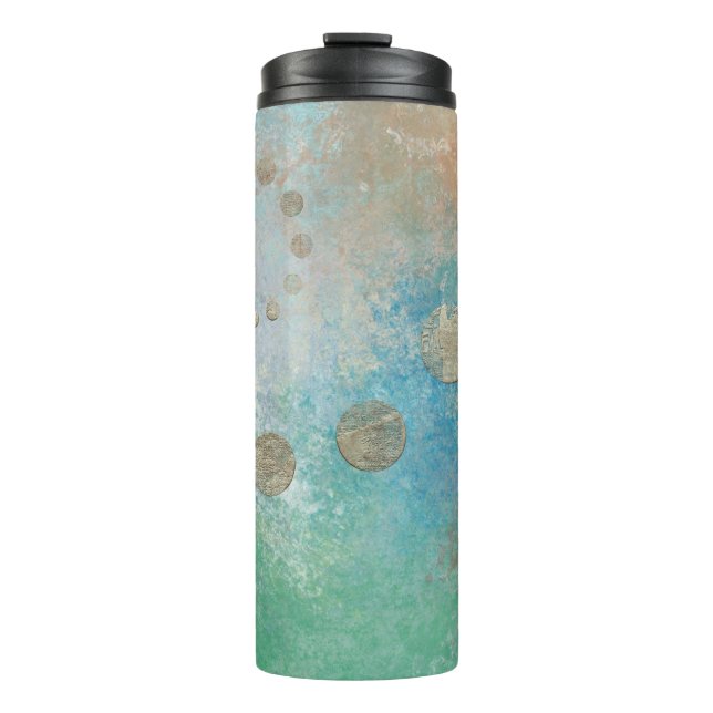 Coastal Grunge | Gold in blau und grün Thermosbecher (Vorderseite)