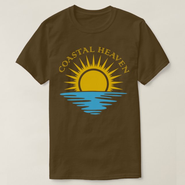 Coastal Heaven Sunrise Beach Surf Paradies T-Shirt (Design vorne)