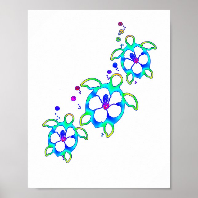 Coastal Honu Hawaiian Turtles Poster (Vorne)