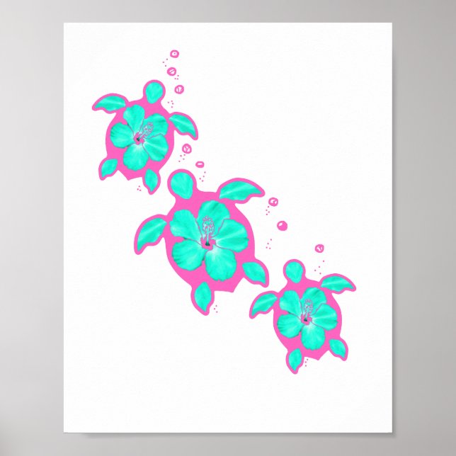 Coastal Honu Hawaiian Turtles Poster (Vorne)