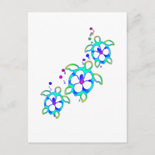 Coastal Honu Hawaiian Turtles Postkarte