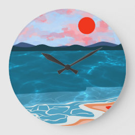 Coastal Hues Große Wanduhr