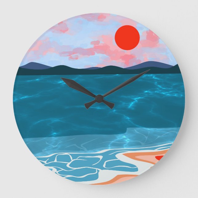 Coastal Hues Große Wanduhr (Vorderseite)
