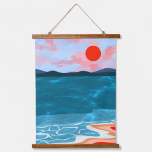 Coastal Hues Wandteppich Mit Holzrahmen