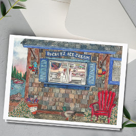 Coastal Ice Cream Shop Aquarellkarte Karte