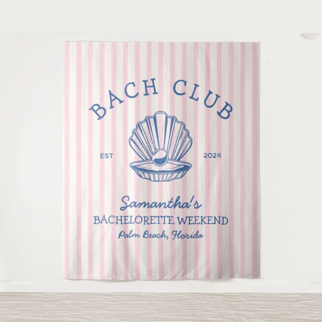 Coastal Junggeselinnen-Abschied Blue Pink Beach Cl Wandteppich (Vorderseite)