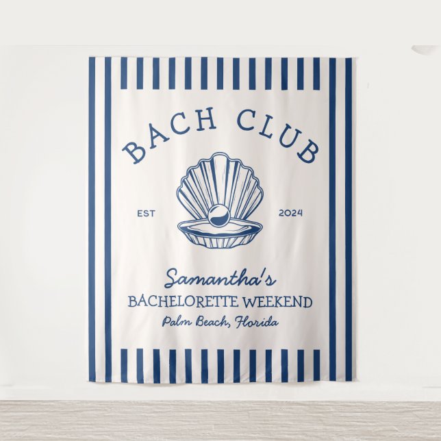 Coastal Junggeselinnen-Abschied Navy Blue Beach Cl Wandteppich (Vorderseite)