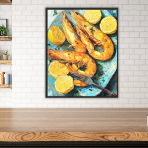 Coastal Langostino Shrimp Wasserfarbe Küche Leinwanddruck