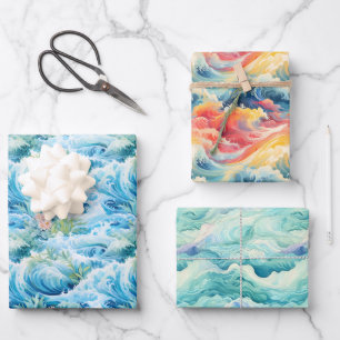 Coastal lebendige Geschenkpapier-Set von 3 Geschenkpapier Set