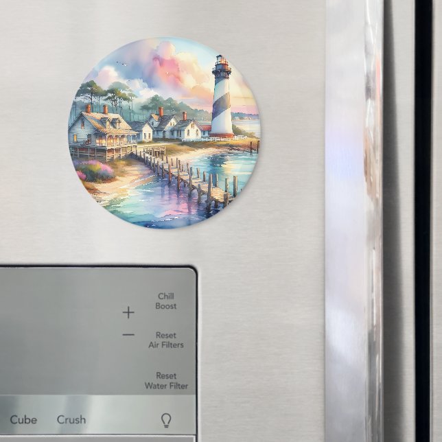 Coastal Lighthouse & Beach Hütten Szene Magnet (In Situ (Kühlschrank))