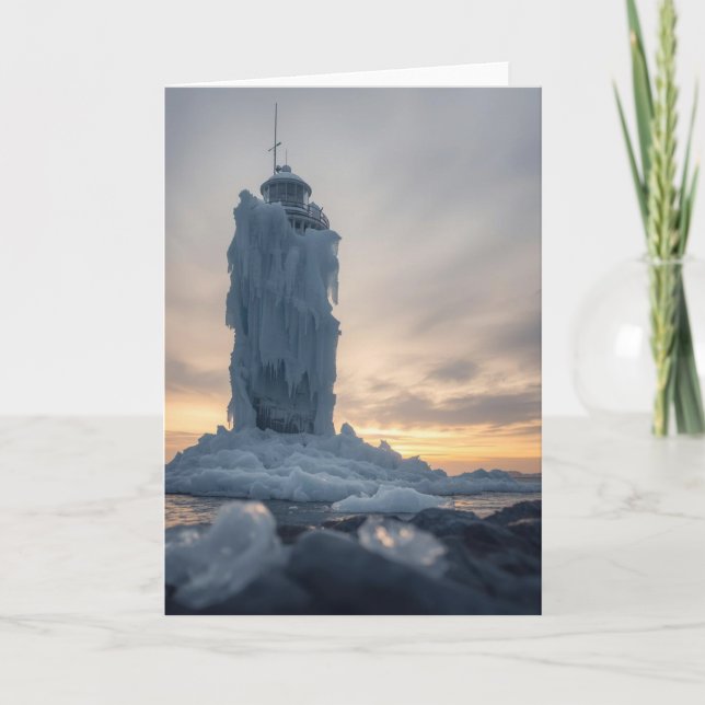 coastal lighthouse in winter karte (Vorderseite)
