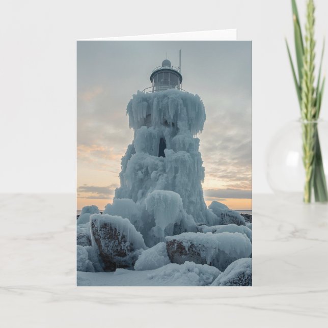 coastal lighthouse in winter karte (Vorderseite)