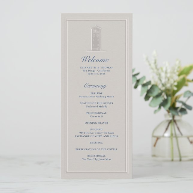 Coastal Lighthouse Nautical Formal Wedding Program (Stehend Vorderseite)