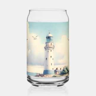 Coastal Lighthouse Seagulls Pastel Sky Serenity