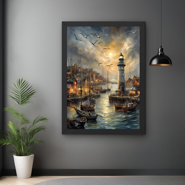 Coastal Lighthouse & Seaside Village Poster (Von Creator hochgeladen)