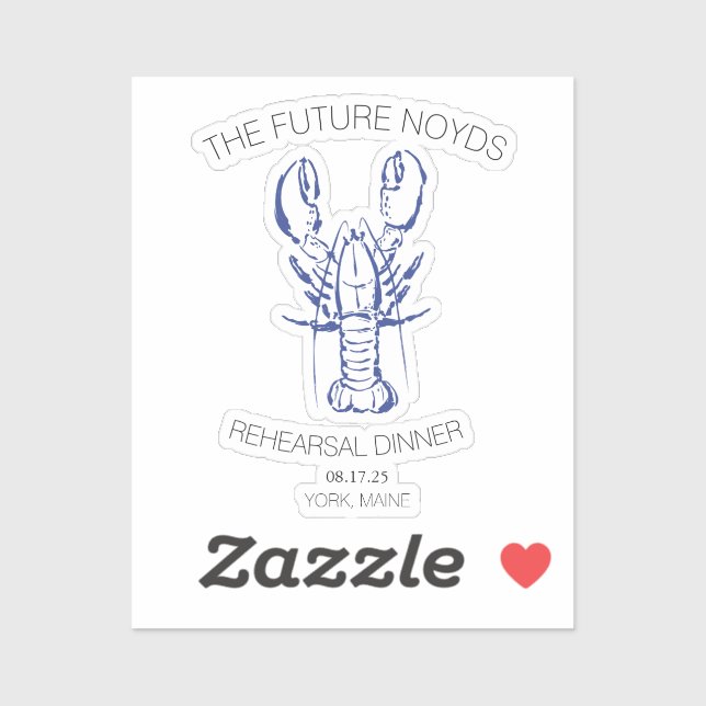 Coastal Lobster Wedding Rehearsal Dinner Sticker (Feuille)