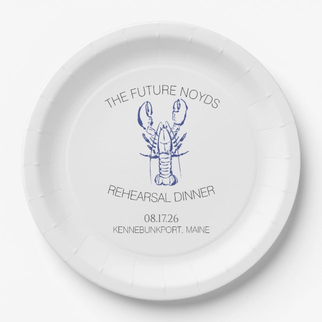Coastal Lobster Wedding Rehearsal Dinner Sticker Pappteller (Vorderseite)
