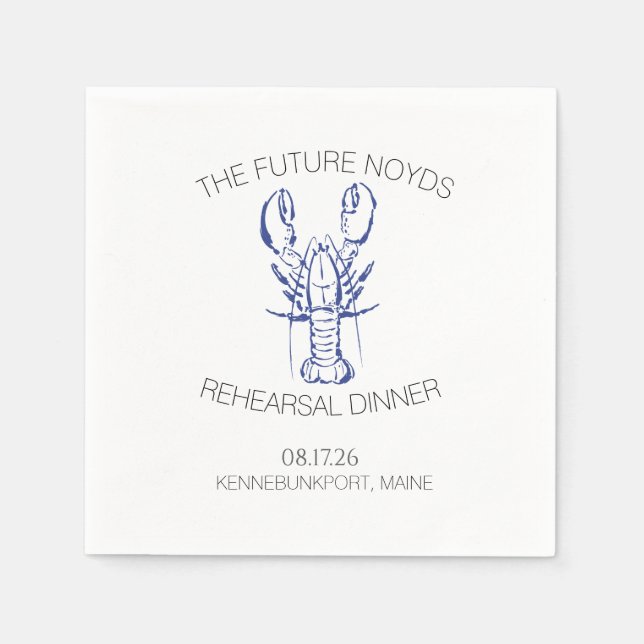 Coastal Lobster Wedding Rehearsal Dinner Sticker Serviette (Vorderseite)