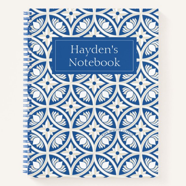 Coastal Lotus Tile Muster - The White Lotus Notizbuch (Vorderseite)
