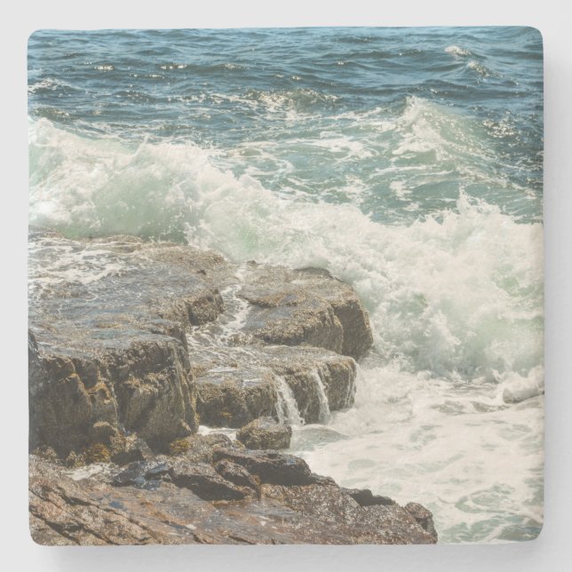 Coastal Maine Rocky Shoreline Ocean Steinuntersetzer (Vorderseite)