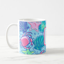 Coastal Monogram Beach Muschel Crab Kaffeetasse