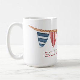 Coastal Nautical Beach Flags Personalized Kaffeetasse