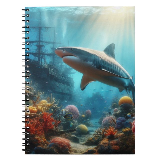 Coastal/nautical tiger shark & coral reef notizblock (Vorderseite)