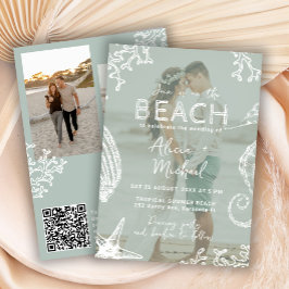 Coastal ocean beach destination wedding all in one einladung