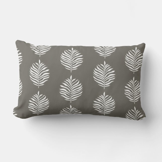 Coastal Palm Leaf Pattern Dusty Olive Lendenkissen (Vorderseite)