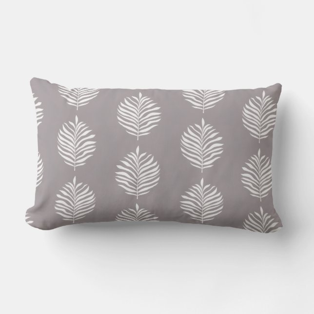 Coastal Palm Leaf Pattern Gull Gray Lendenkissen (Vorderseite)