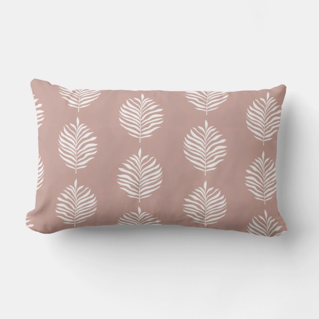 Coastal Palm Leaf Pattern Misty Rose  Lendenkissen (Vorderseite)