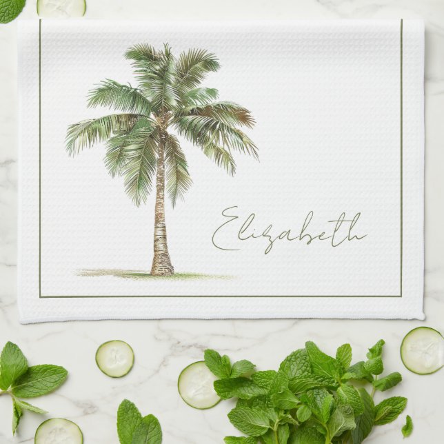 Coastal Palm Tree Personalized Geschirrtuch (Gefaltet)