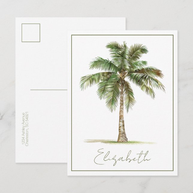 Coastal Palm Tree Personalized Postkarte (Vorne/Hinten)