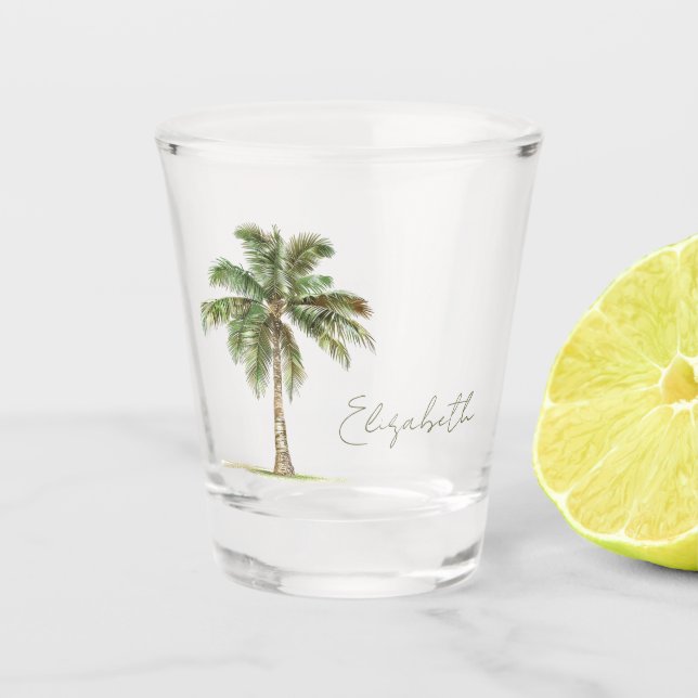 Coastal Palm Tree Personalized Schnapsglas (Vorderseite)