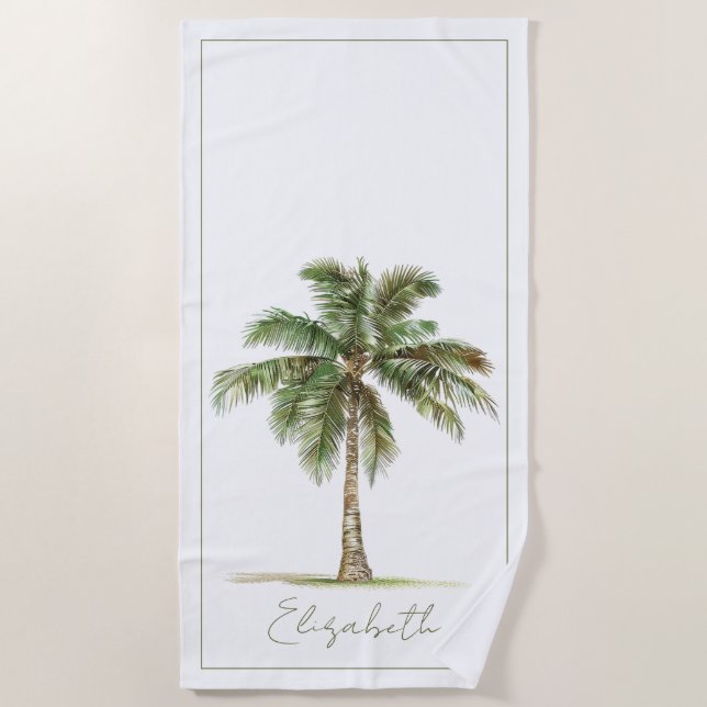 Coastal Palm Tree Personalized Strandtuch (Vorderseite)