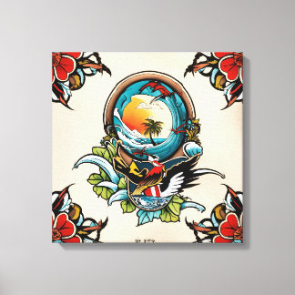 Coastal Pelicans on Marina Pier Canvas Wall Art... Leinwanddruck