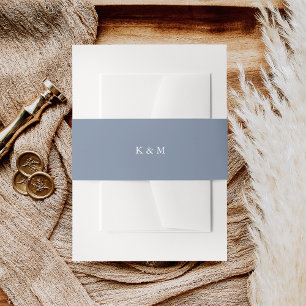 Coastal Periwinkle Blue Wedding Monogram Einladungsbanderole